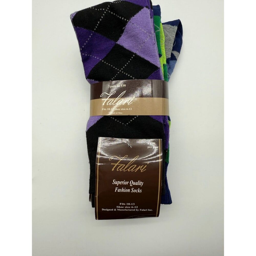 Falari Fashion Socks, 3-pack Shoe Sz 6-12